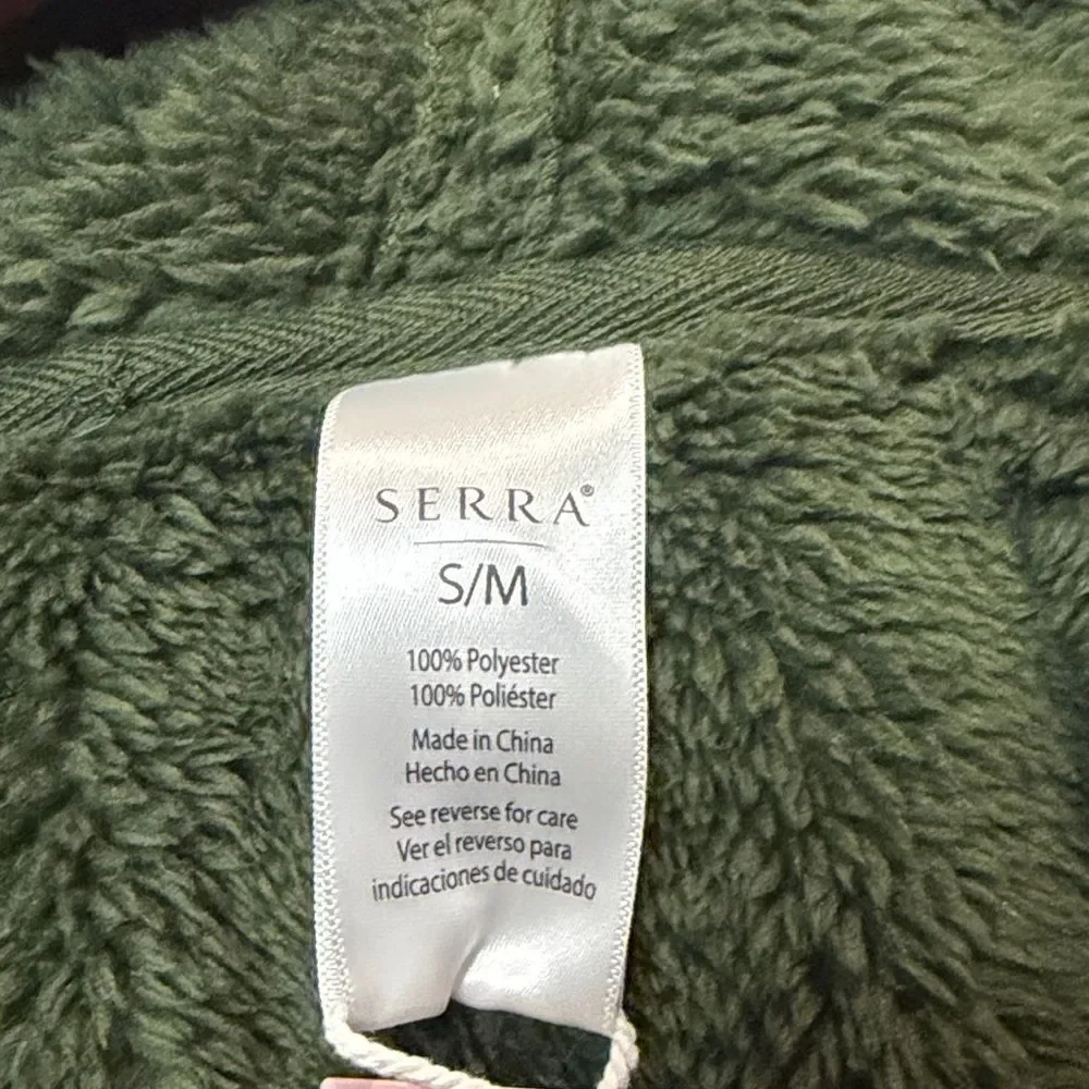 Serra- NWT Ladies Soft Cozy Lounge Wrap Waterfall Sherpa Pockets Green- Size S/M